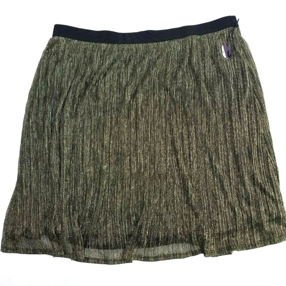 Ava & Viv Dresses & Skirts - Ava viv skirt 2X pleated gold sparkly swing NWT